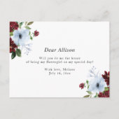 ブルゴーニュのダスティブルーは私のフローラルカード インビテーションポストカード (裏面)