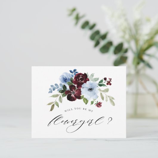 ブルゴーニュのダスティブルーは私のフローラルカード インビテーションポストカード (スタンド正面)