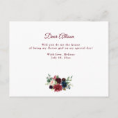 ブルゴーニュのダスティブルーは私のフローラルカード インビテーションポストカード (裏面)