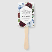 ブルゴーニュのダスティブルーウェディングプログラムハンドファン ハンドファン (正面)