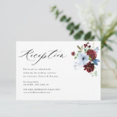 ブルゴーニュのダスティブルーフローラウェディングレセプションカード 出欠カード (スタンド正面)