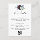 ブルゴーニュのダスティブルーフローラ結婚詳細カード エンクロージャーカード (正面)