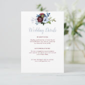 ブルゴーニュのダスティブルーフローラ結婚詳細カード エンクロージャーカード (スタンド正面)