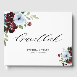 ブルゴーニュのダスティブルー結婚のゲストブック ゲストブック