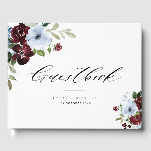 ブルゴーニュのダスティブルー結婚のゲストブック ゲストブック (正面)