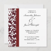 ブルゴーニュのダマスクの結婚式招待状 招待状 (正面)