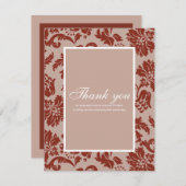 ブルゴーニュのダマスクパターンサンキューカード サンキューカード (正面/裏面)
