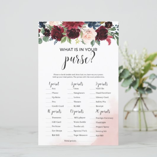 ブルゴーニュのネイビーフローラあなたの財布ゲームの中に何がある (スタンド正面)