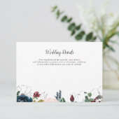 ブルゴーニュのネイビー結婚ブルーフローラ詳細カード 出欠カード (スタンド正面)