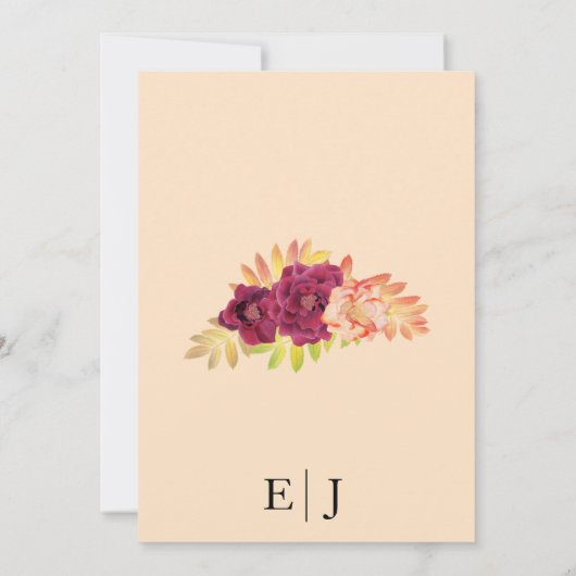 ブルゴーニュのバラボホ写真ウェディング日付を保存 セーブザデート (裏面)