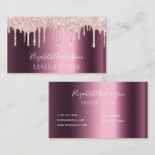 ブルゴーニュのバラ金ゴールドドリップのメイクアップヘア 名刺 (正面/裏面)