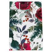 ブルゴーニュのバラ、パイン、ホリーのクリスマスフローラ ミディアムペーパーバッグ (裏面)