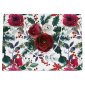 ブルゴーニュのバラ、パイン、ホリーのクリスマスフローラ ラージペーパーバッグ (正面)