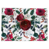 ブルゴーニュのバラ、パイン、ホリーのクリスマスフローラ ラージペーパーバッグ (裏面)