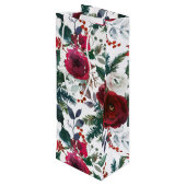 ブルゴーニュのバラ、パイン、ホリーのクリスマスフローラ ワインギフトバッグ (裏面アングル)