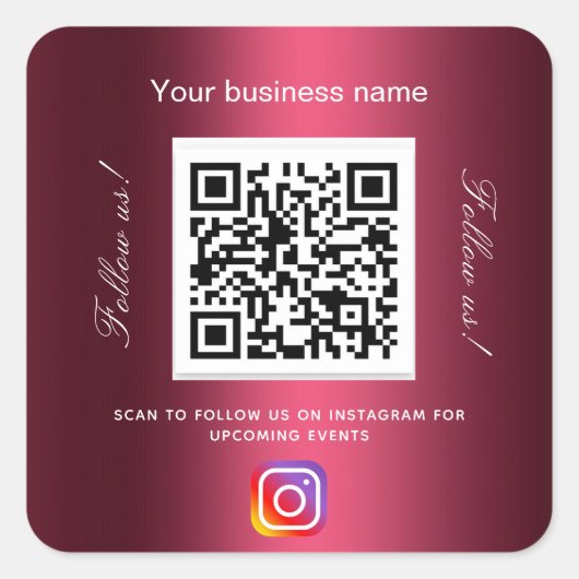 ブルゴーニュのビジネス名qrコードinstagram スクエアシール (正面)