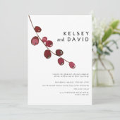 ブルゴーニュのピンクの水の色のベリー結婚フローラ 招待状 (スタンド正面)