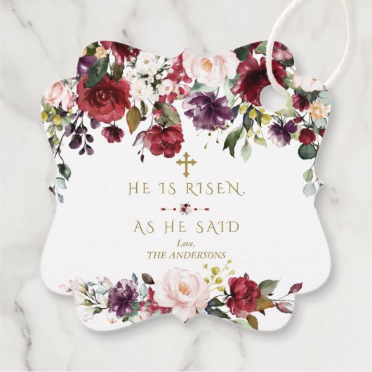 ブルゴーニュのピンクの花彼は復活金ゴールド復活祭 フェイバータグ (裏面)