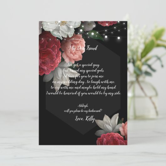 ブルゴーニュのフローラの糸の光が私の花嫁のメイドになる 招待状 (スタンド正面)