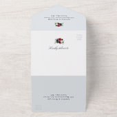 ブルゴーニュのフローラダスティブルー結婚を使用 オールインワン招待状 (外側)