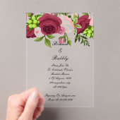 ブルゴーニュのフローラブライダルシャワー招待 アクリル招待状 (インサイチュ (ポータブル))