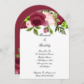 ブルゴーニュのフローラブライダルシャワー招待 招待状 (正面/裏面)