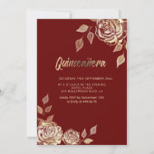 ブルゴーニュのフローラ金ゴールドシークンズドレスクインセアニェラ 招待状 (裏面)