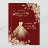 ブルゴーニュのフローラ金ゴールドシークンズドレスクインセアニェラ 招待状 (正面/裏面)