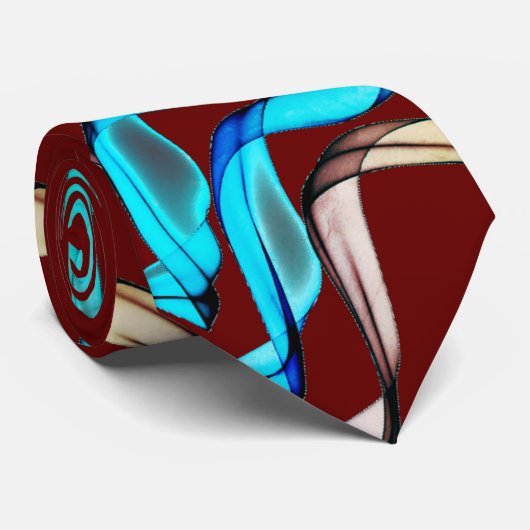 ブルゴーニュのブルーとタンのバナー ネクタイ (ロール)