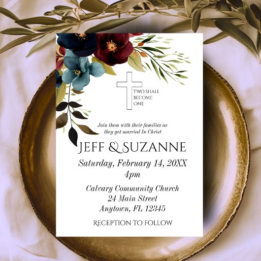 ブルゴーニュのブルーフローラクロス2が1つ結婚になる 招待状