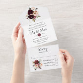 ブルゴーニュのベリーと赤面結婚フローラの全てを一つにする オールインワン招待状 (貼ってはがせる)