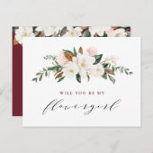 ブルゴーニュのマグノリアが花のカードを渡してくれる インビテーションポストカード (正面/裏面)