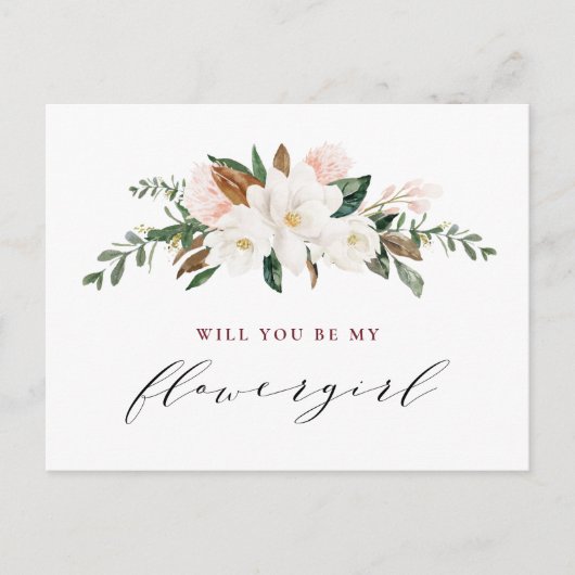 ブルゴーニュのマグノリアが花のカードを渡してくれる インビテーションポストカード (正面)