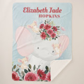 ブルゴーニュのマルーンの花を持つ象+名前 シェルパブランケット (正面)