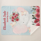 ブルゴーニュのマルーンの花を持つ象+名前 シェルパブランケット (正面(横))