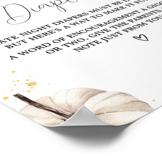 ブルゴーニュのミニマリストのカボチャ夜遅くのおむつ ポスター (角)