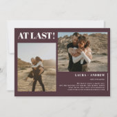 ブルゴーニュのミニマリスト最後の2枚の写真婚約 案内状 (正面)