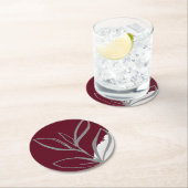 ブルゴーニュのミニマリスト水の色葉の ラウンドペーパーコースター (インサイチュ)
