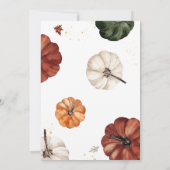 ブルゴーニュのミニマリスト秋のカボチャ赤ちゃんシャワー 招待状 (裏面)