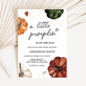 ブルゴーニュのミニマリスト秋のカボチャ赤ちゃんシャワー 招待状