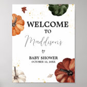 ブルゴーニュのミニマリスト秋のパンプキンウェルカム ポスター (正面)