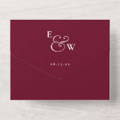 ブルゴーニュのミニマルなモノグラムQRコード結婚ズ オールインワン招待状 (裏面)