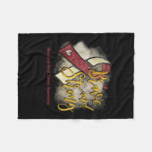 ブルゴーニュのリボン勇敢で強い頭頸部がん フリースブランケット (正面(横))