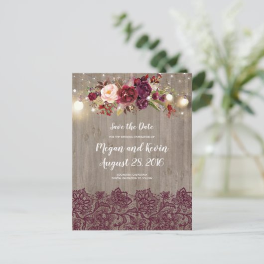 ブルゴーニュのレースと素朴花の日付を保存 案内ポストカード (スタンド正面)