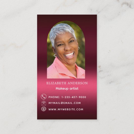 ブルゴーニュのロゴ写真アーチQrソーシャルメディアのプレミアム 名刺 (裏面)