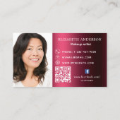 ブルゴーニュのロゴ写真Qrコードソーシャルメディア 名刺 (裏面)