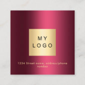 ブルゴーニュのロゴQRコードFacebook後を追米国 スクエア名刺 (正面)