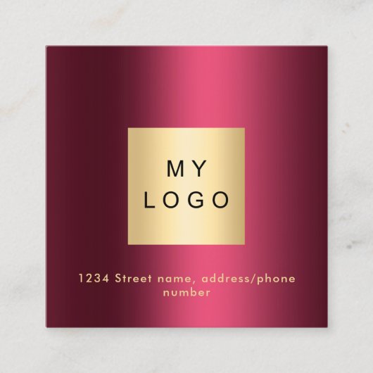 ブルゴーニュのロゴQRコードFacebook後を追米国 スクエア名刺 (正面)