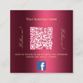 ブルゴーニュのロゴQRコードFacebook後を追米国 スクエア名刺 (裏面)