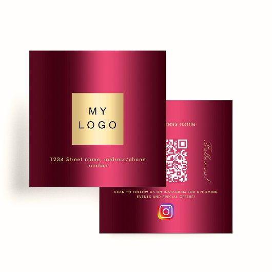 ブルゴーニュのロゴQRコードInstagram 後を追us スクエア名刺